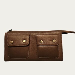 Minimalist SCADA Belgium Brown Leather Wallet with Pebble Finish and Slim Design